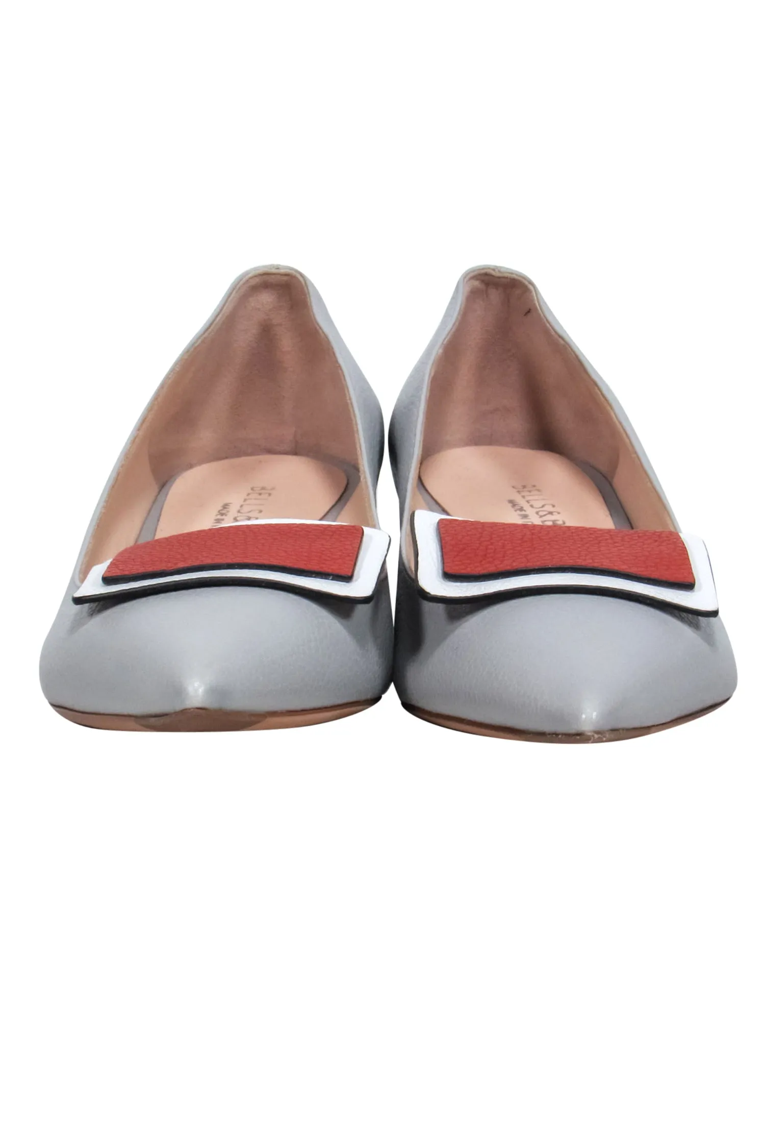Bells & Becks - Baby Blue Pointed Toe Block Heeled Flats w/ Square Toe Design Sz 8