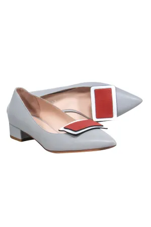 Bells & Becks - Baby Blue Pointed Toe Block Heeled Flats w/ Square Toe Design Sz 8