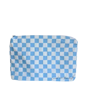 Blue Checker Water Resistant Pouch