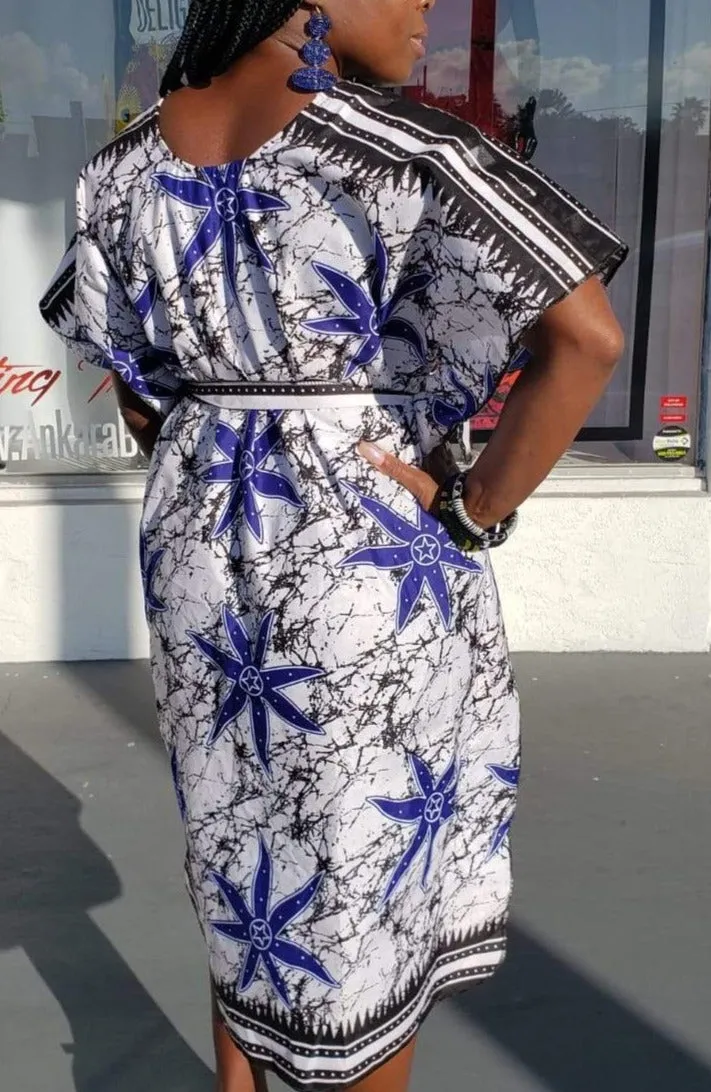 Blue Starfish Ankara Print Shift Dress