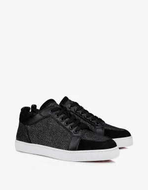 Christian Louboutin Rantulow Black Linen Trainers -