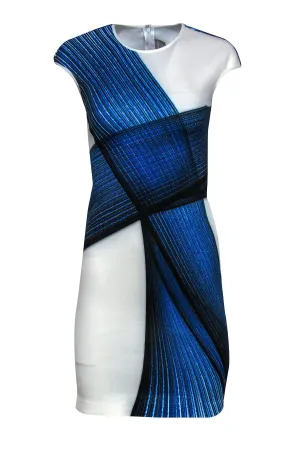 Clover Canyon - Blue & White Printed Sheath Dress Sz XS