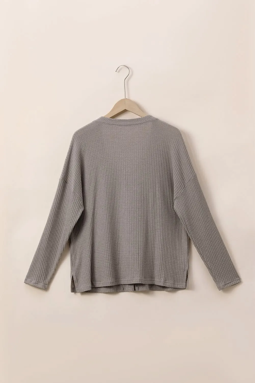 Cozy taupe plus size v-neck top