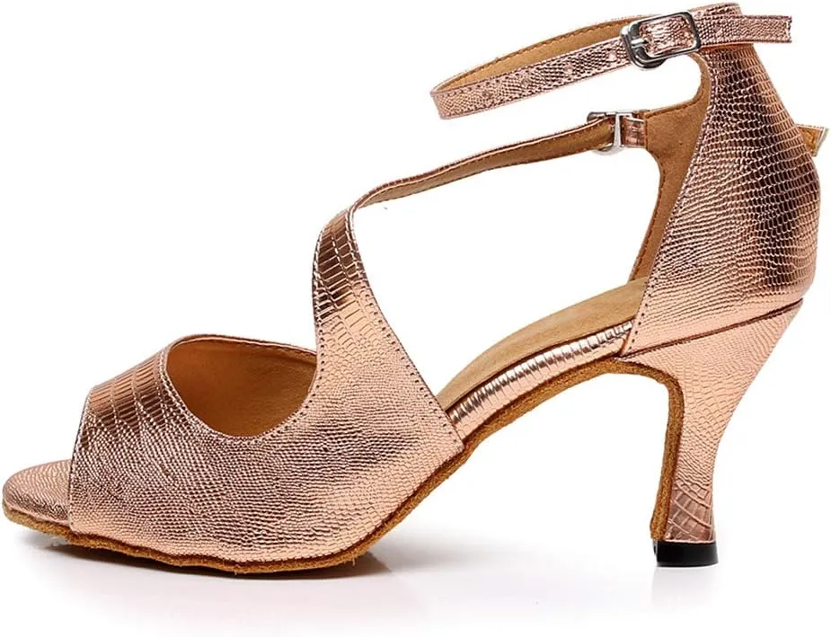 JUODVMP Women's Professional Latin Dance Shoes,Ballroom Performance Wedding Party Dance Shoes