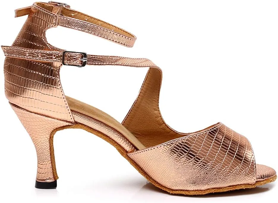 JUODVMP Women's Professional Latin Dance Shoes,Ballroom Performance Wedding Party Dance Shoes