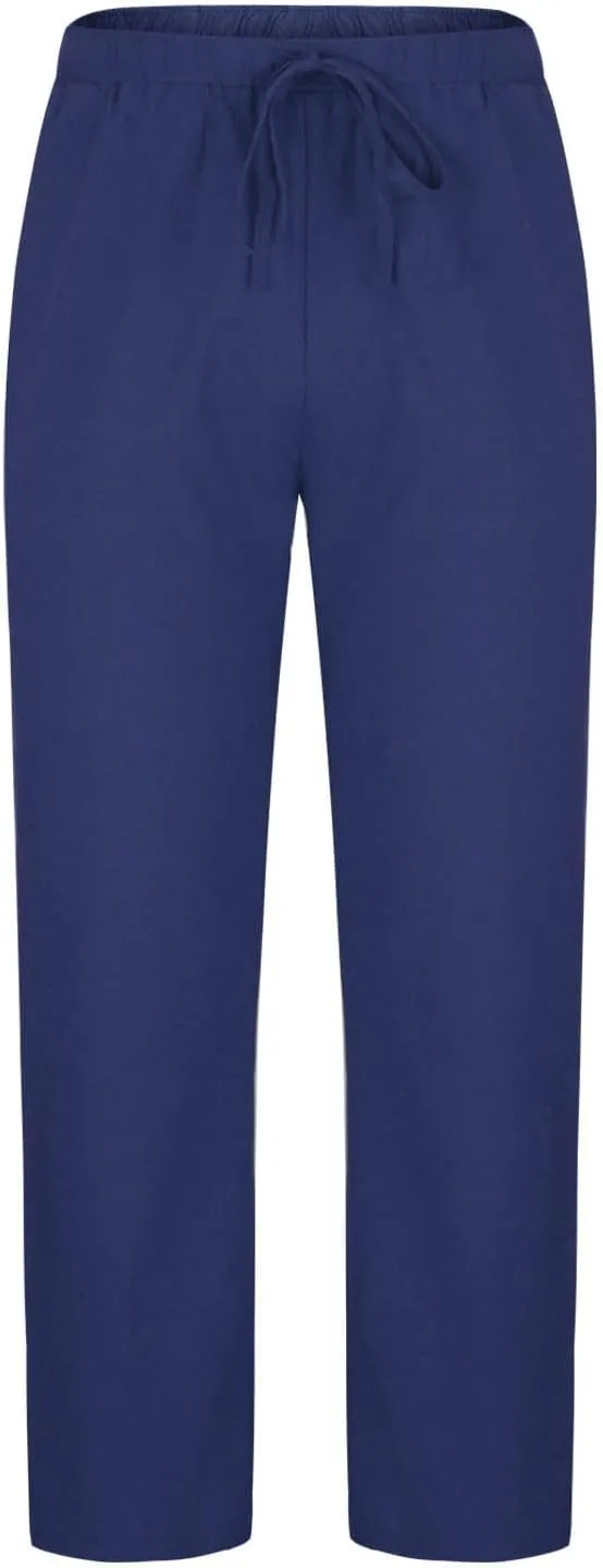 Linen Pants for Men Casual Elastic Drawstring Waist Loose Beach Pant Lightweight Comfy Vacation Trousers with Pockets
