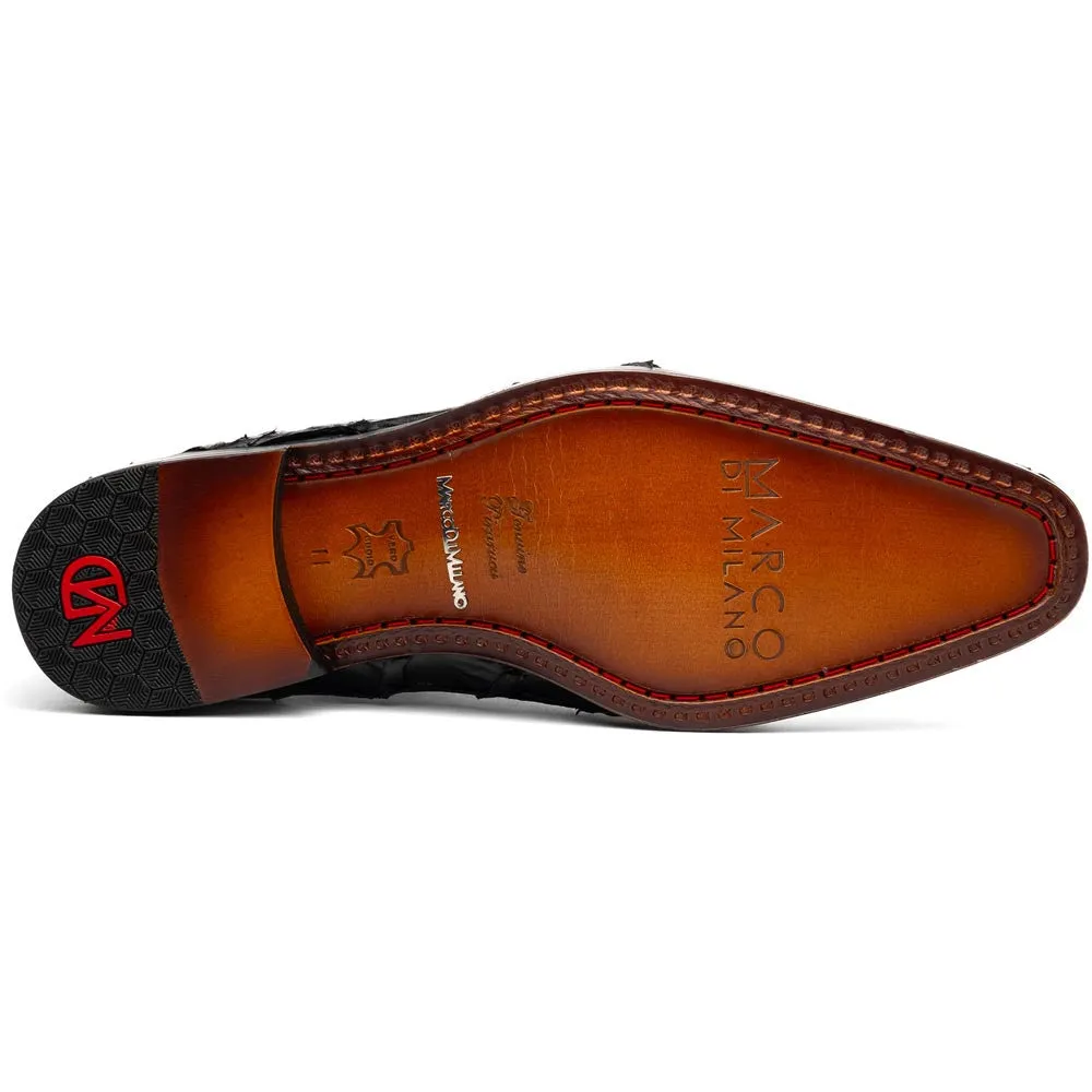 Marco Di Milano Olivieri Genuine Pirarucu Black Tassel Oxford Shoes