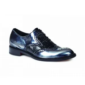 Mauri Designer Shoes 4781/1 Men's Designer Shoes Tiziano Black Calfskin & Baby Crocodile Oxfords (MA4635)