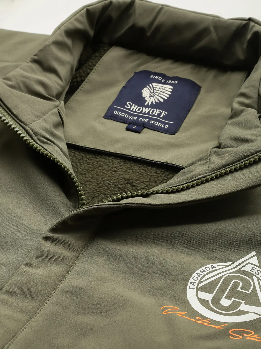Men Olive Water Resistant Bomber Jacket