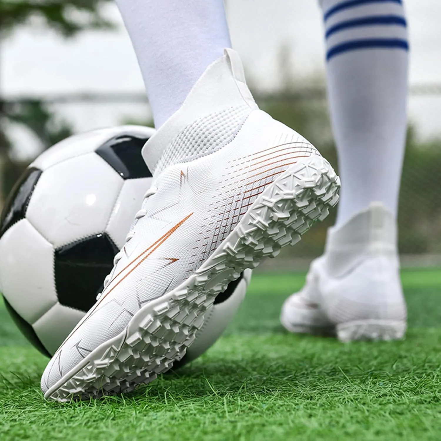 Mens Soccer Cleats Football Shoes for Big Boy Professional Spikes Hightop Turf Outdoor Indoor Soccer Boots