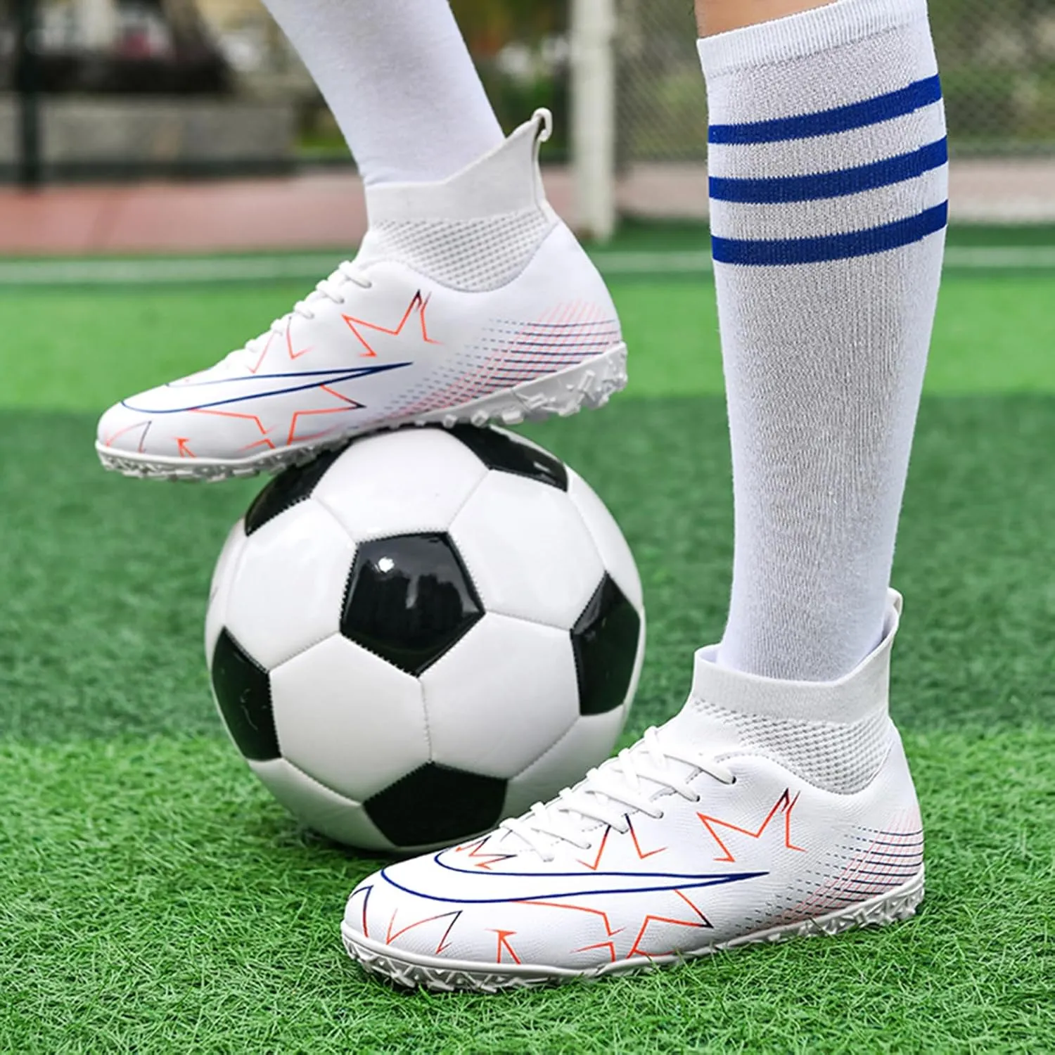 Mens Soccer Cleats Football Shoes for Big Boy Professional Spikes Hightop Turf Outdoor Indoor Soccer Boots