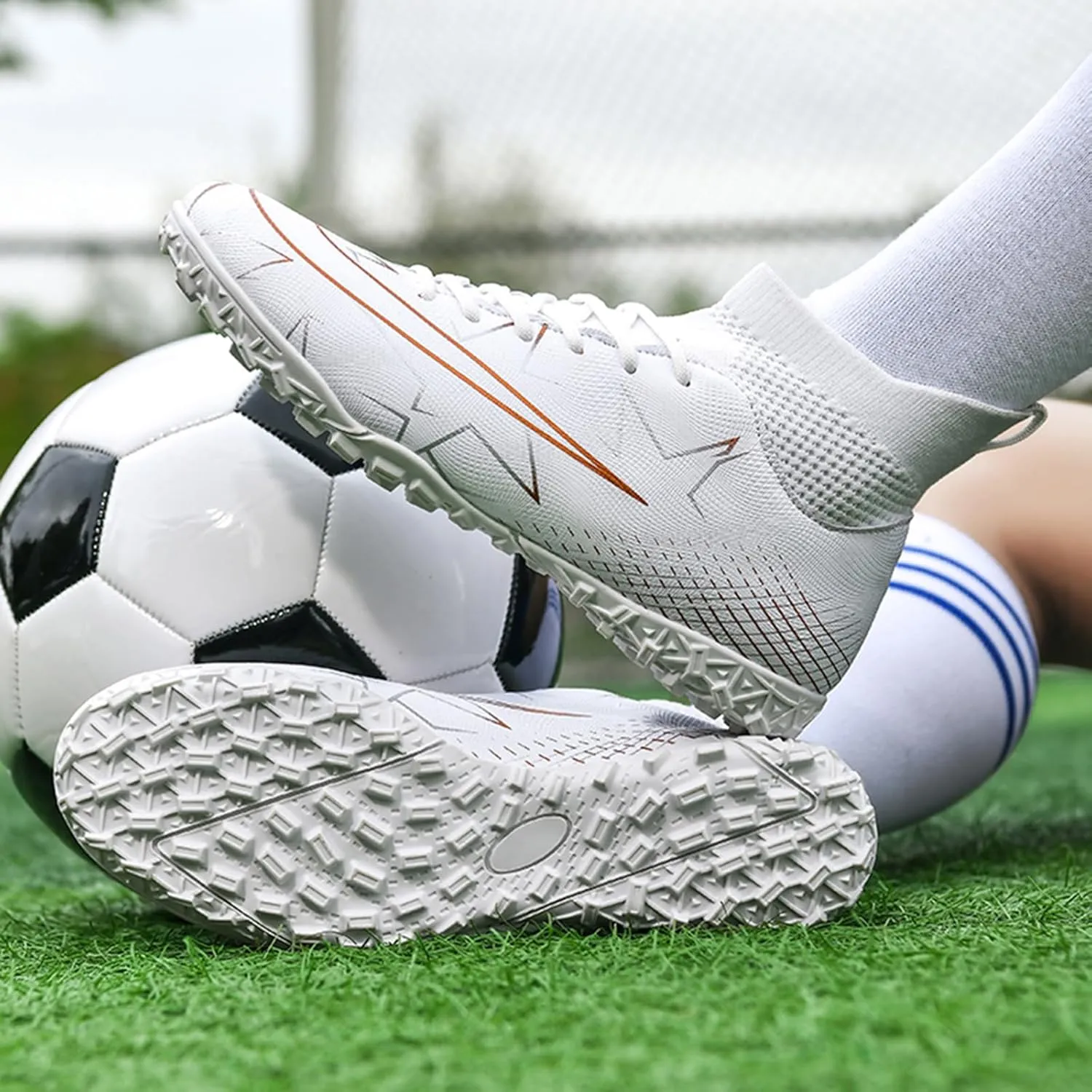 Mens Soccer Cleats Football Shoes for Big Boy Professional Spikes Hightop Turf Outdoor Indoor Soccer Boots