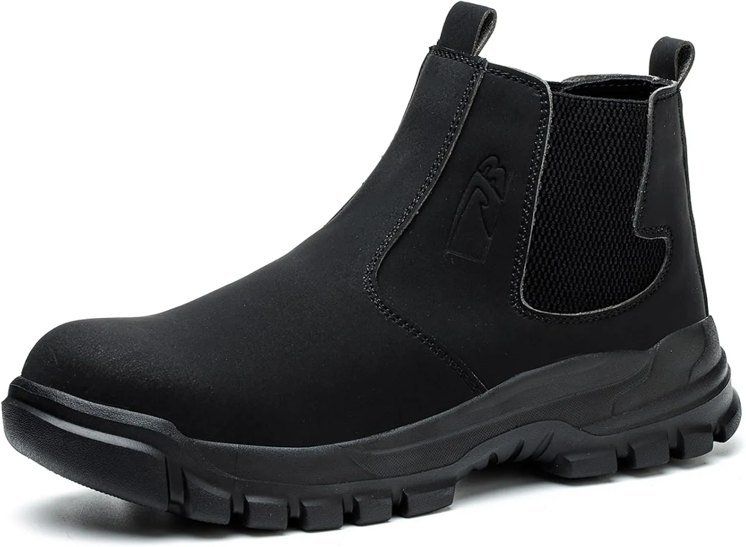 Mens Work Boots Steel Toe Chelsea Safety Boots PU Leather Waterproof Lightweight Working Shoes