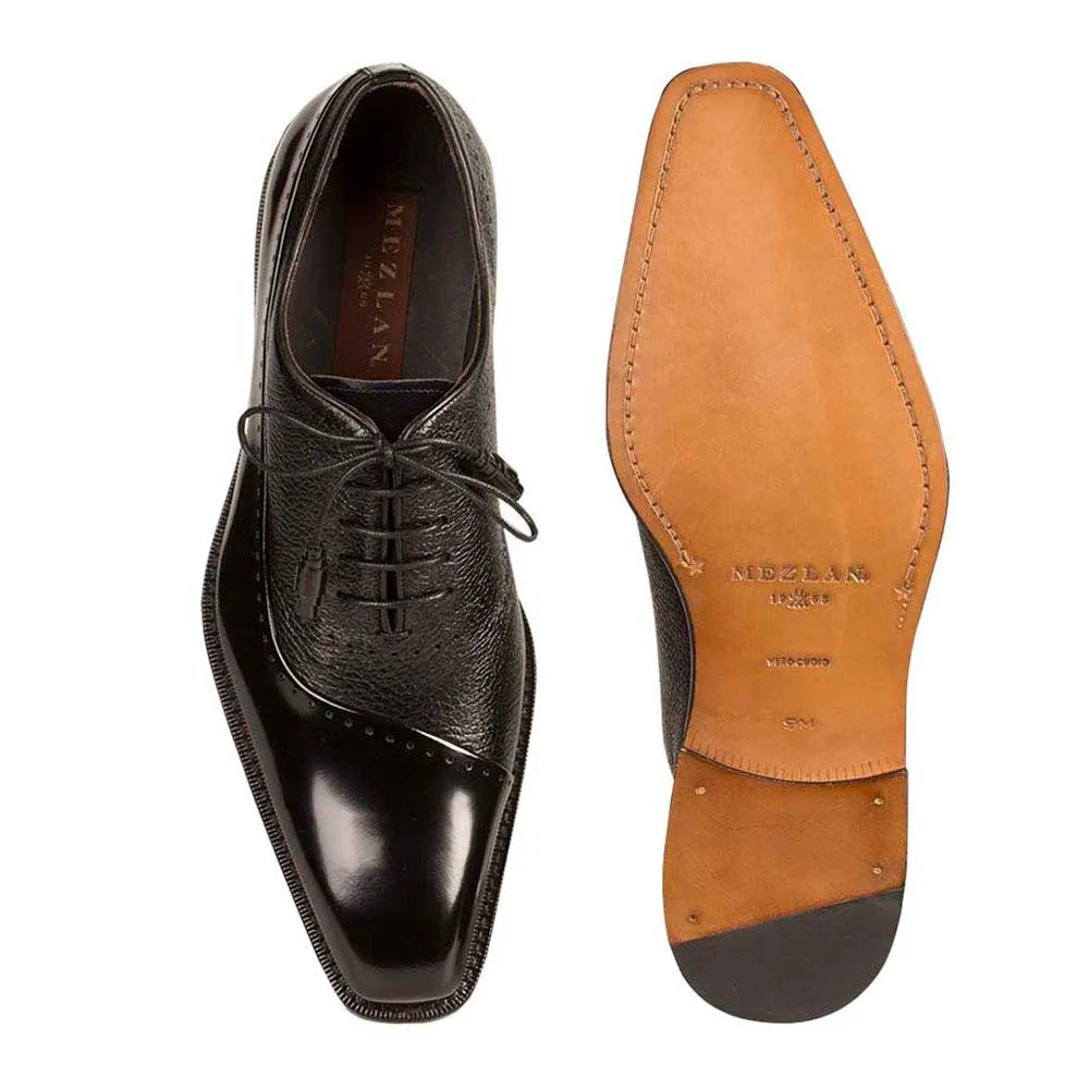 Mezlan Postdam Blue European Cordovan Calfskin & Soft Deerskin Men's Oxford
