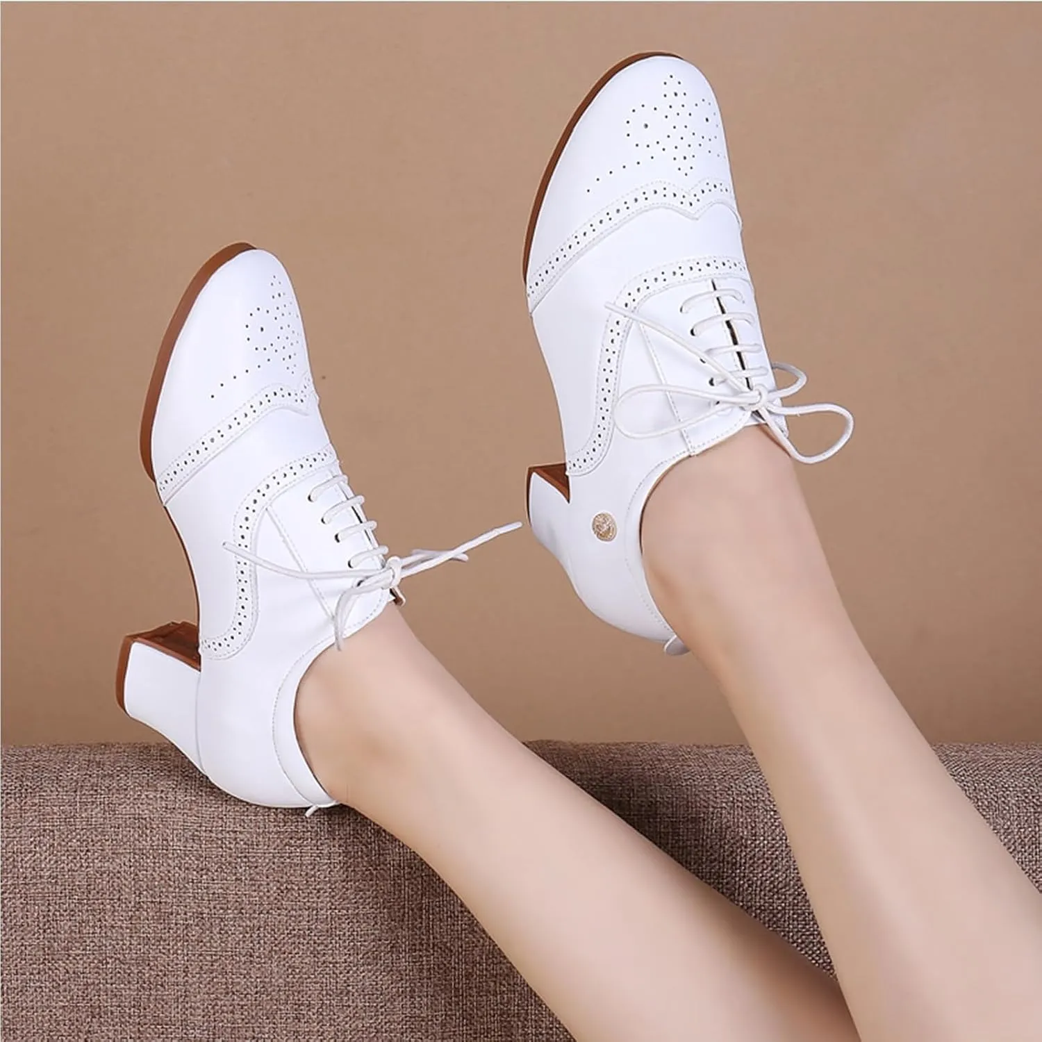 ONAIC Womens Latin Dance Shoes Ballroom Lace-Up Salsa Shoes Leather Latin Character Shoe