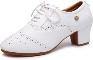 ONAIC Womens Latin Dance Shoes Ballroom Lace-Up Salsa Shoes Leather Latin Character Shoe