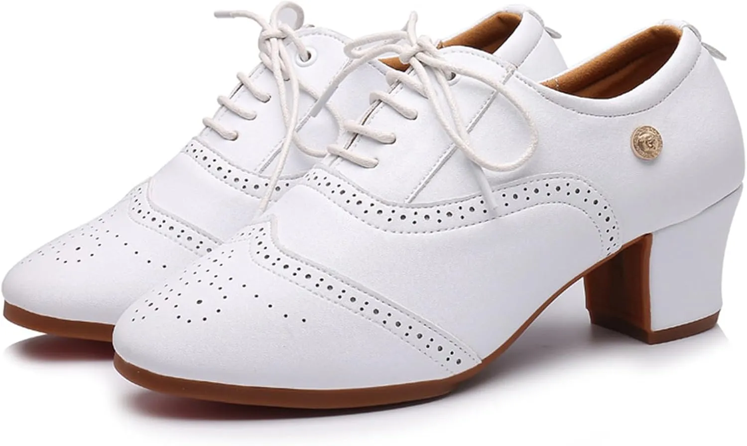 ONAIC Womens Latin Dance Shoes Ballroom Lace-Up Salsa Shoes Leather Latin Character Shoe
