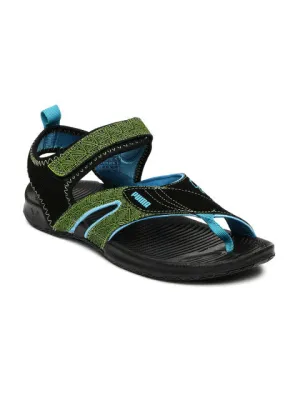 PUMA Unisex Black & Green Jiff 5 Sports Sandals