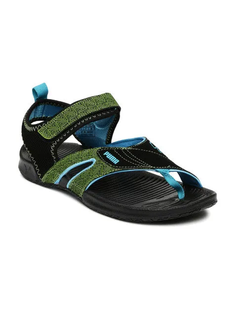 PUMA Unisex Black & Green Jiff 5 Sports Sandals