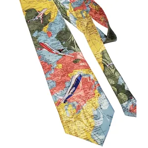 Retro Novelty Travel Necktie, Global Print | Collectible GIMMICK Men's Tie