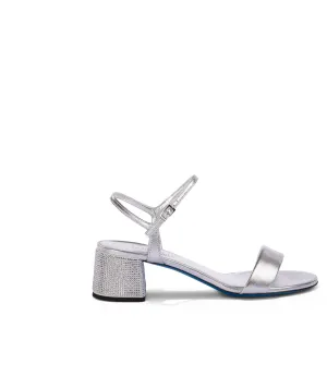 Rhinestones silver-tone nappa leather sandals