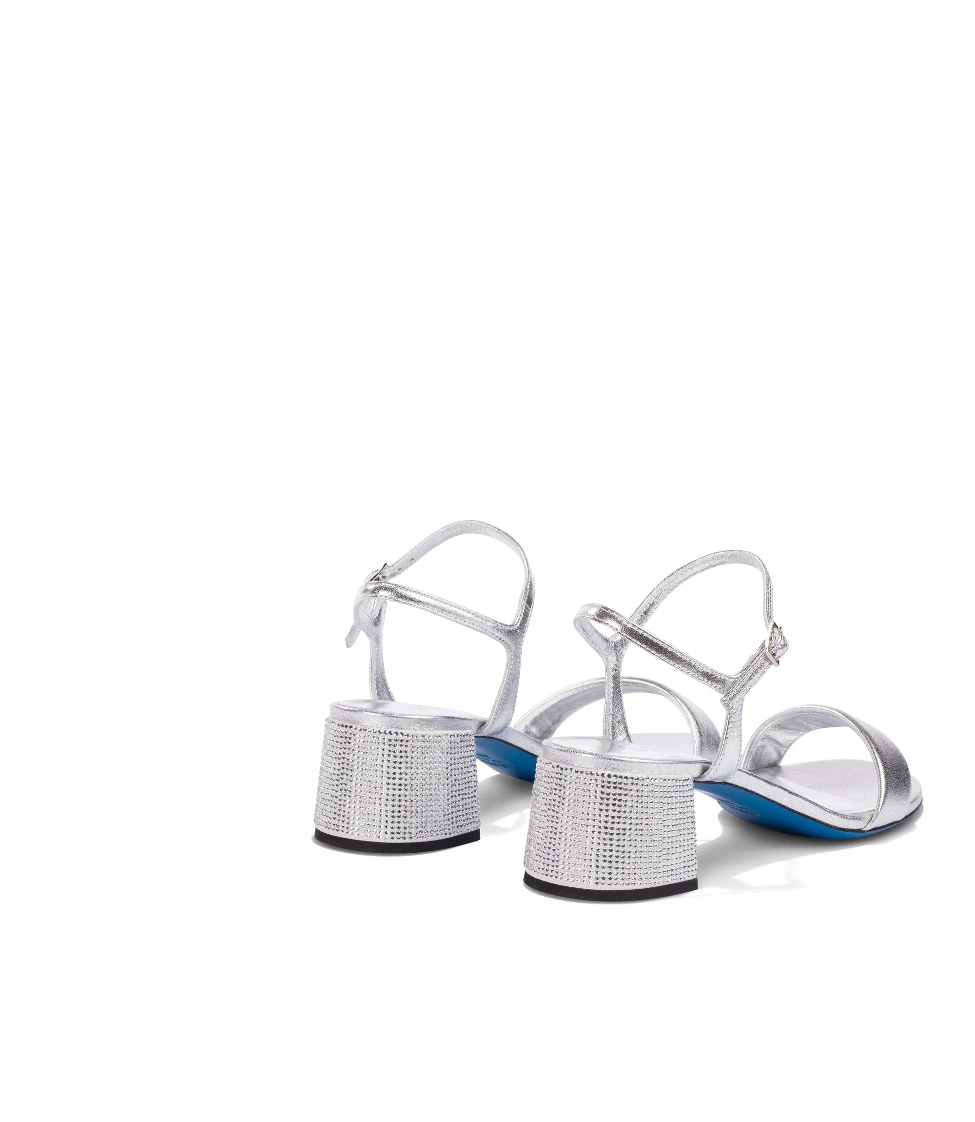 Rhinestones silver-tone nappa leather sandals