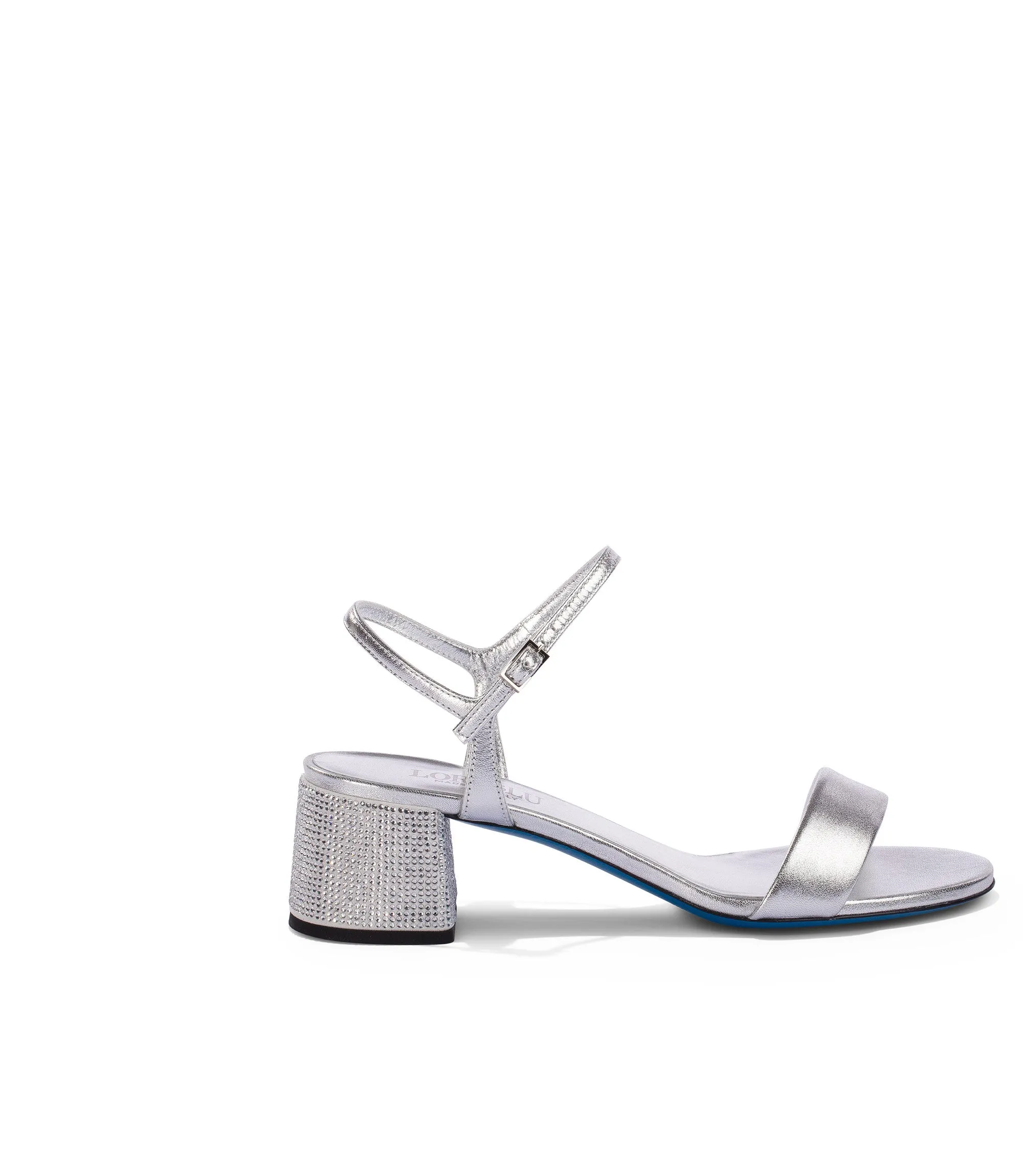 Rhinestones silver-tone nappa leather sandals