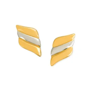 Wavy 2 Tone Earrings Water Resistant