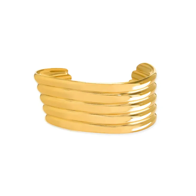 Wavy Cuff Bracelet Water Resistant