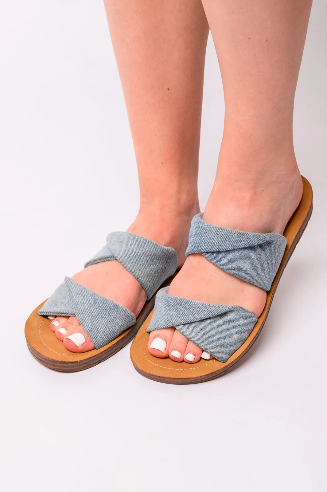 With a Twist Sandal in Denim- CORKY'S