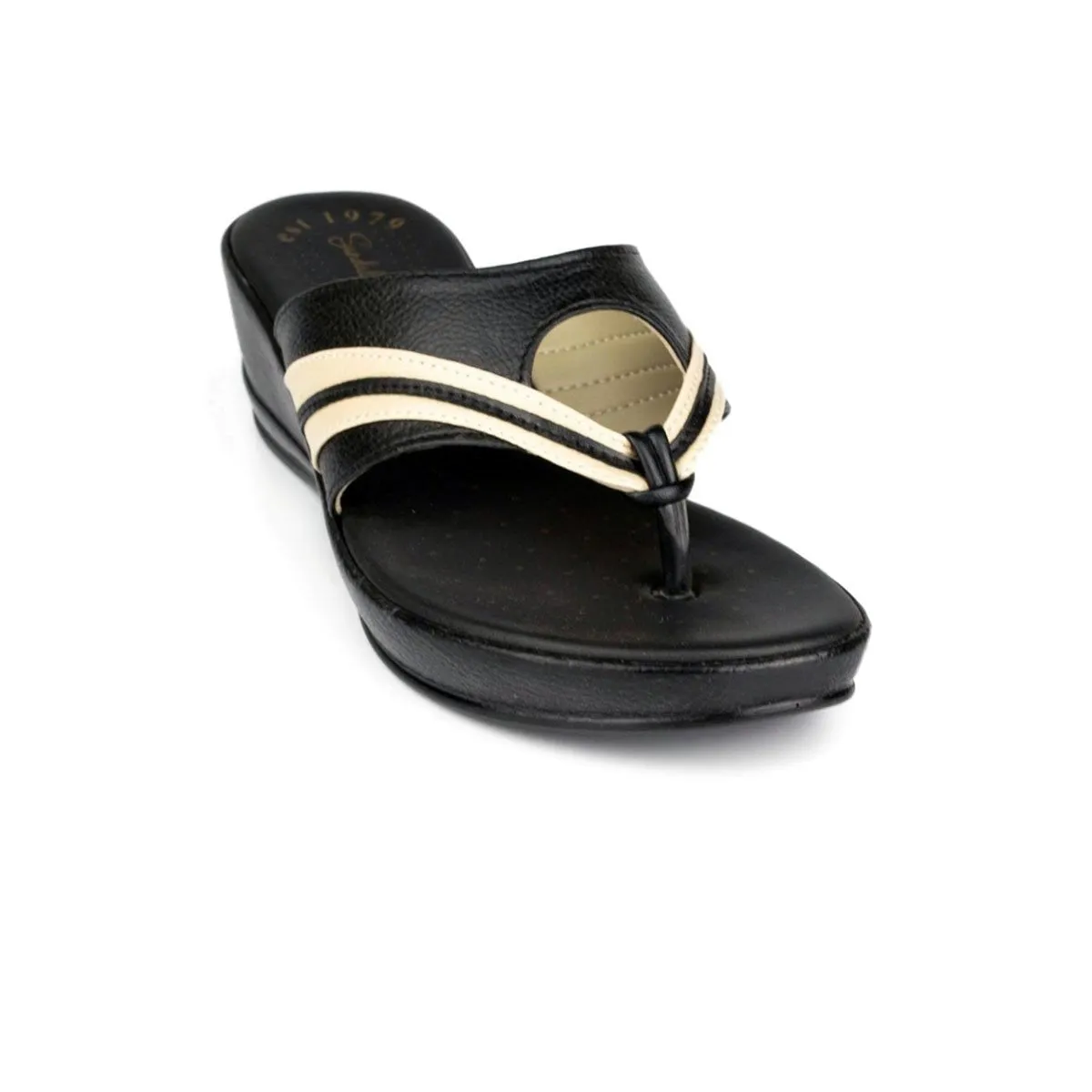 Womens Brown & Beige Slip On Sandal