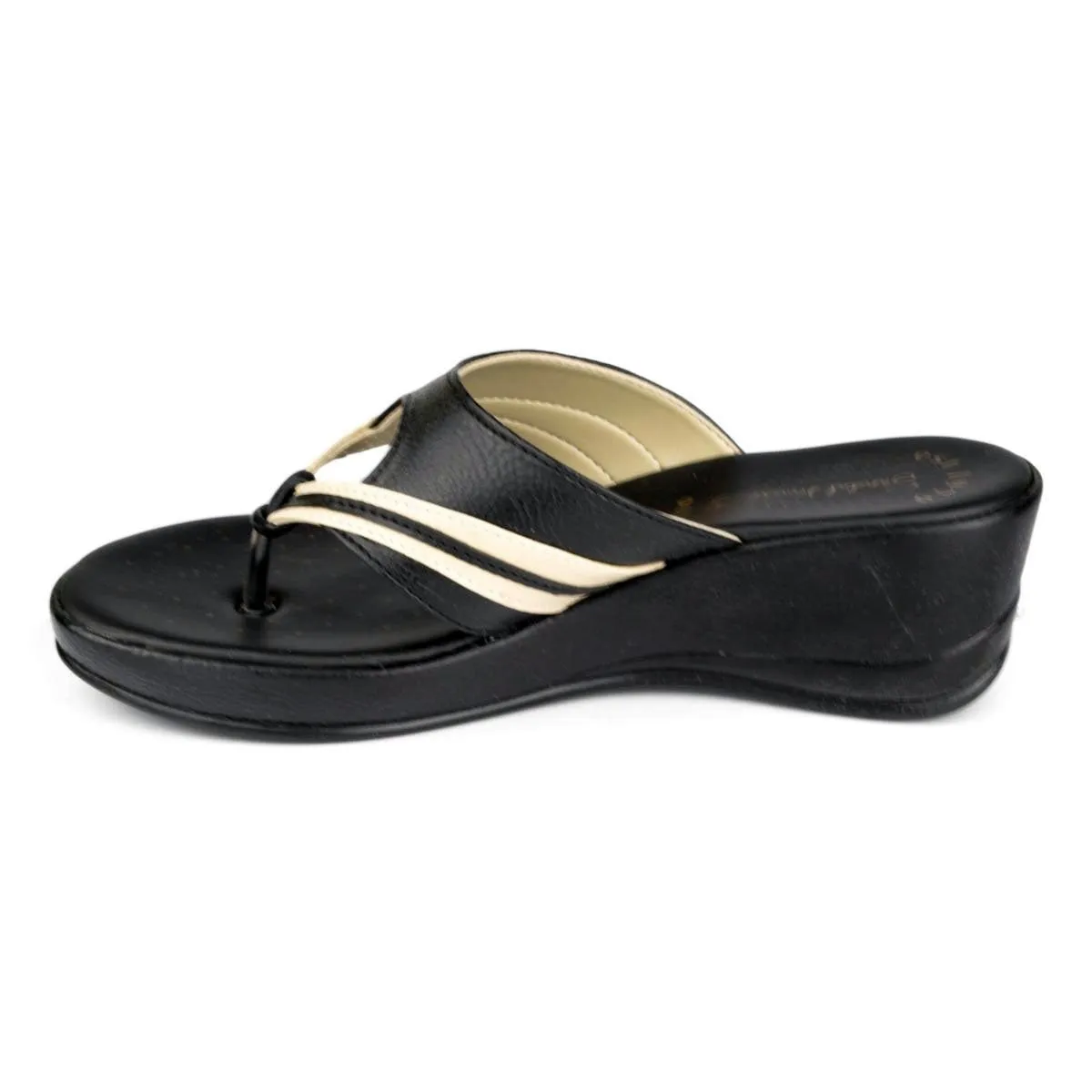 Womens Brown & Beige Slip On Sandal