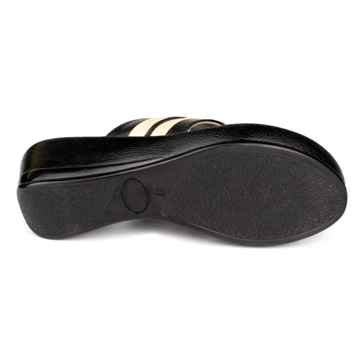 Womens Brown & Beige Slip On Sandal