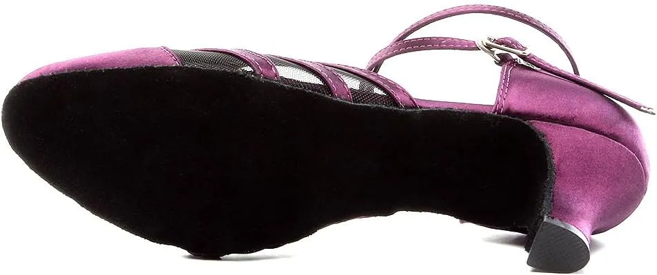 Women's Latin Dance Shoes Satin Professional Salsa Ballroom Performance Dancing Shoes Closed Toe
