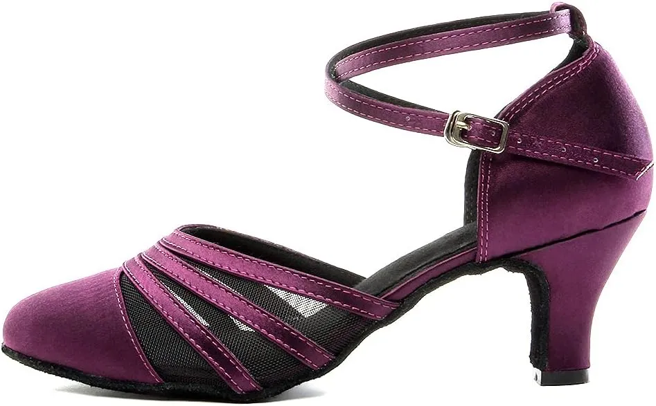 Women's Latin Dance Shoes Satin Professional Salsa Ballroom Performance Dancing Shoes Closed Toe