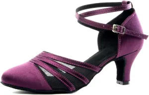Women's Latin Dance Shoes Satin Professional Salsa Ballroom Performance Dancing Shoes Closed Toe