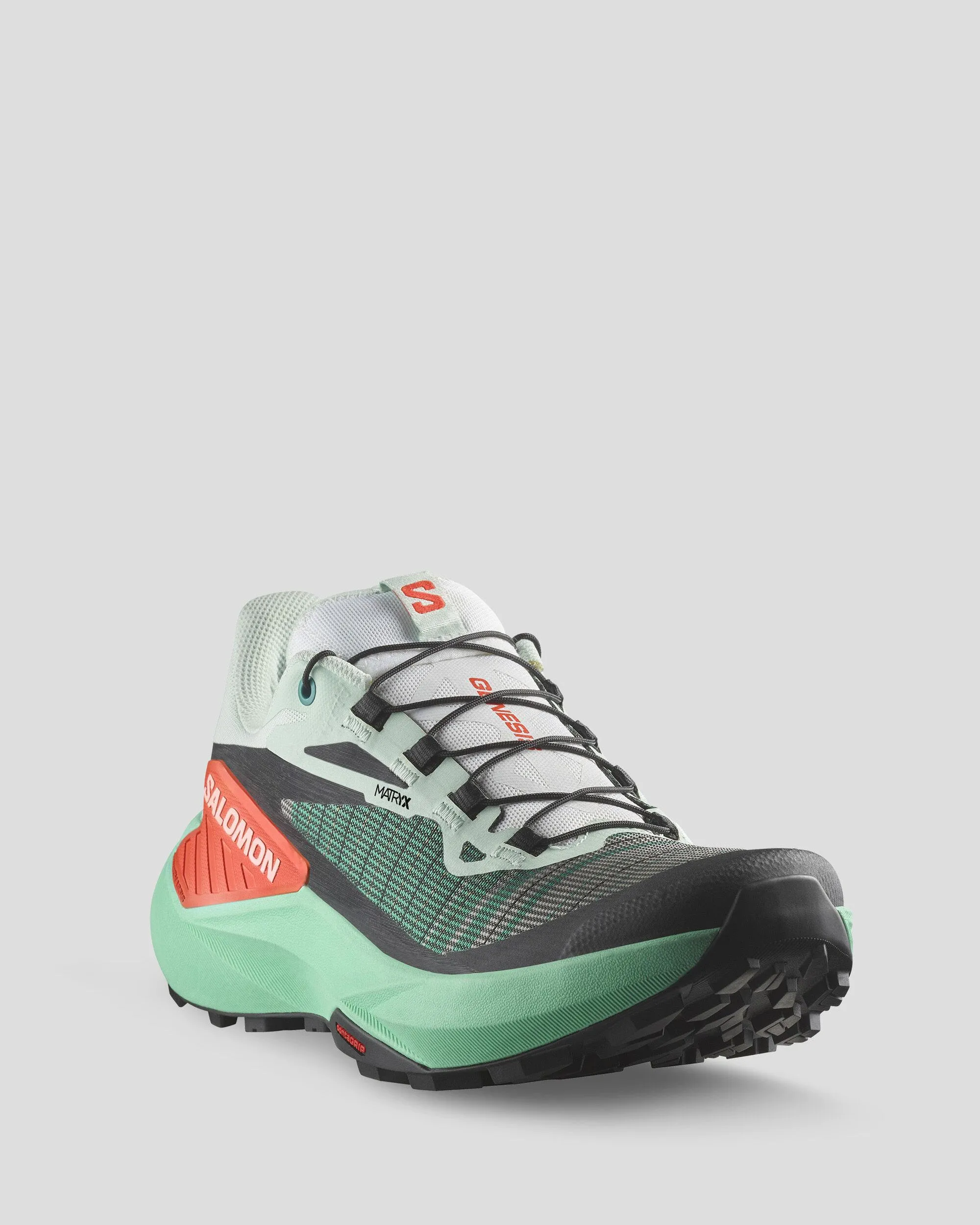 Women's Salomon Genesis Trail Running Shoes - Bay/Electric Green/Cherry Tomato