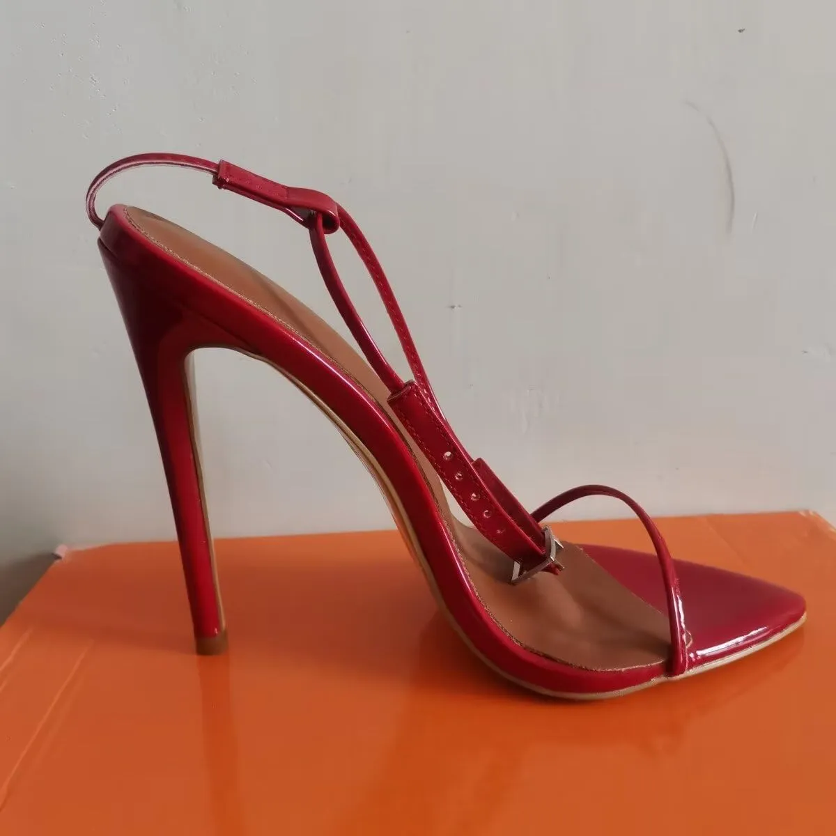 Women's Stiletto High Heeled Sandals 4.7 inch Sexy Strappy Open Toe Black Red Heels Wedding Party Evening Prom Dance Dressy Shoes